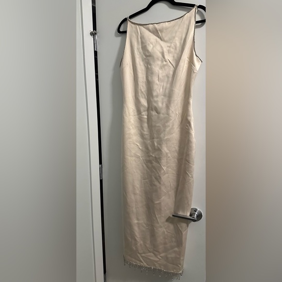 House of CB Margiela Rhinestone Embellished Ivory Midi Dress Gown Size M NWT - Picture 2 of 6